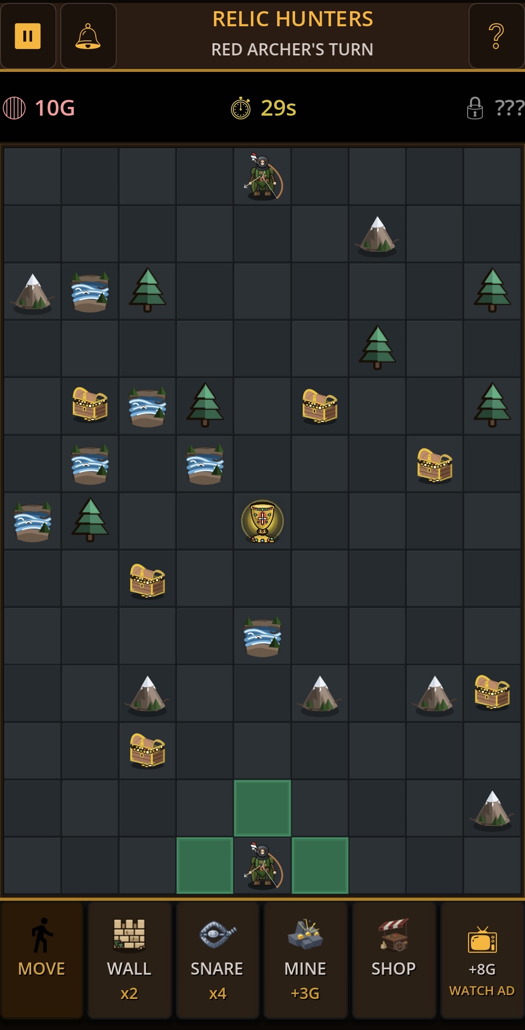 Walls and snares laid across the board